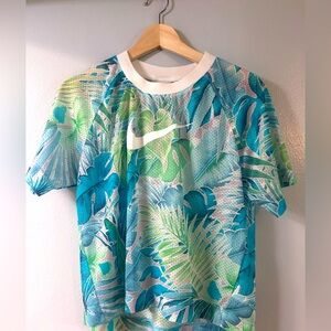 Nike Tropical Print Crop Top - Blue and Green